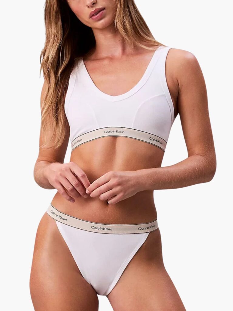 קלווין קליין גוזיית ריב לבנה פס לוגו