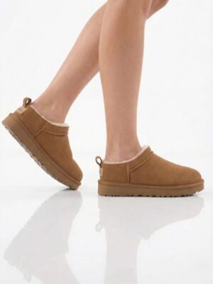 נעלי האג חומות עשויות זמש עם פרווה פנימית רכה