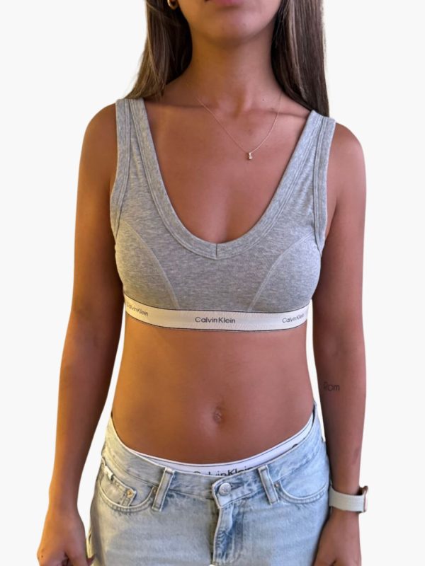 קלווין קליין גוזיית ריב אפור פס לוגו