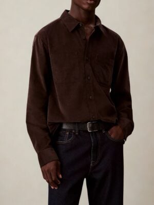 קלווין קליין חולצת קורדרוי בגוון חום