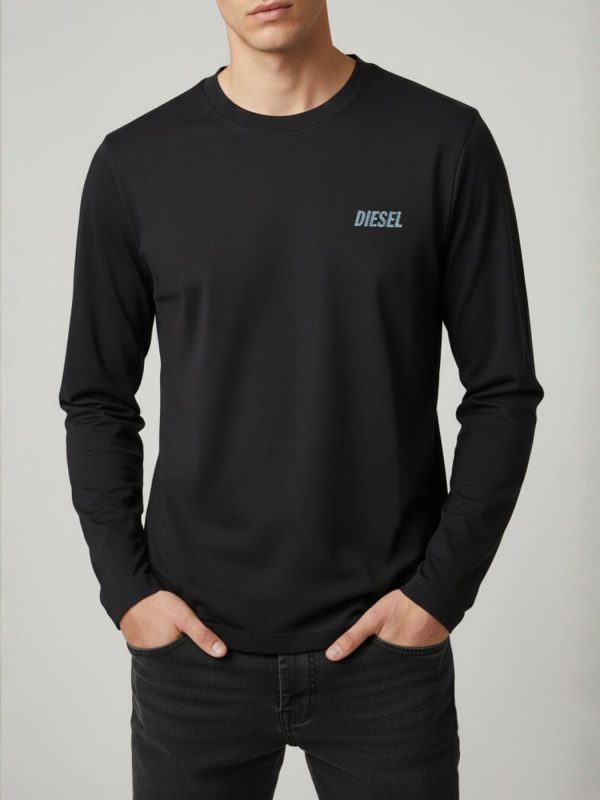 דיזל חולצת טי שחורה עם שרוול ארוך לגבר