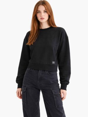 Calvin Klein סווטשירט נשים שחור קרופ