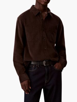 קלווין קליין חולצת קורדרוי בגוון חום