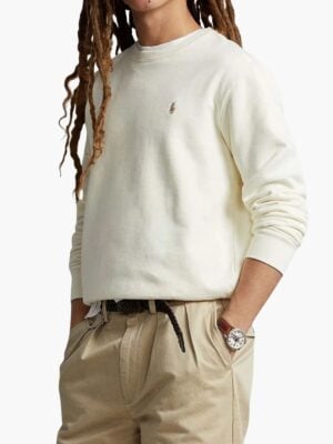 ראלף לורן סווטשירט שמנת עם לוגו רקום קטן