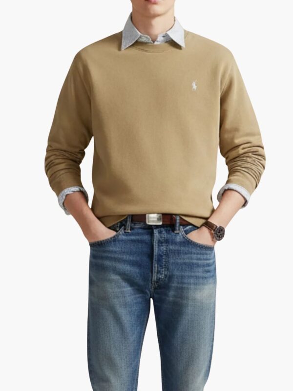 ראלף לורן סווטשירט בז׳ עם לוגו רקום קטן