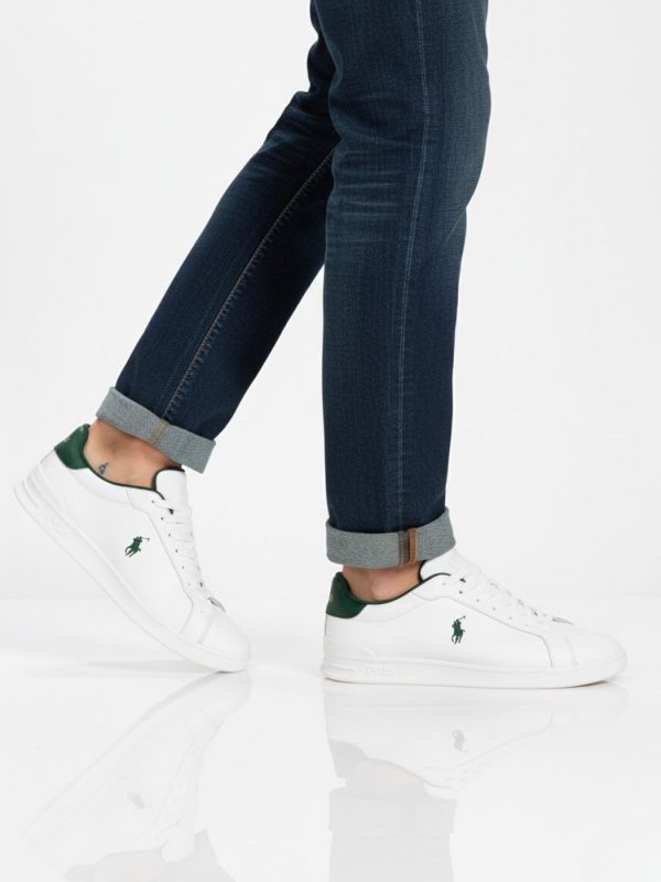 ראלף לורן סניקרס לבן ירוק עם סוליה עבה ועיצוב קלאסי