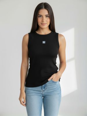 קלווין קליין גופיית לוגו ריב שחורה