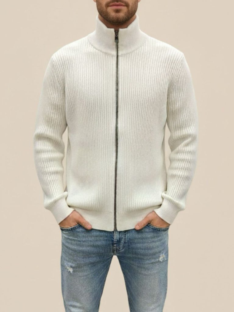 ארמני סריג רוכסן שמנת