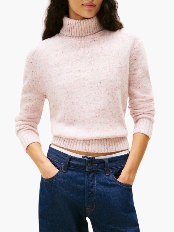 טומי סריג צווארון גבוה ורוד