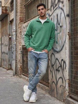 באלר ישראל - סווטשירט בצבע ירוק לוגו רקום בגב