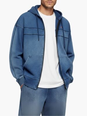 דיזל סווטשירט קפוצ׳ון במראה דמוי דנים כחול