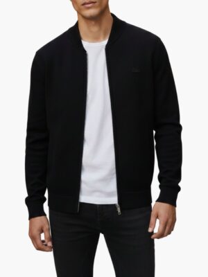 לקוסט סוודר רוכסן שחור וצווארון סרוג