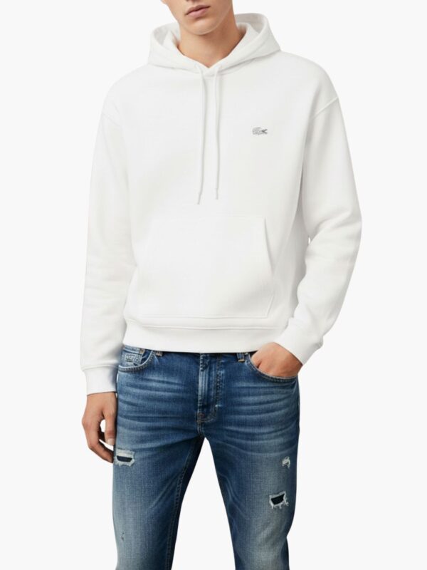 סווטשירט לוגו של לקוסט בצבע לבן