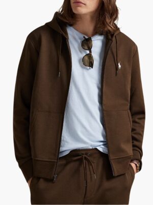 ראלף לורן קפוצ’ון לגברים עם רוכסן בצבע חום כהה