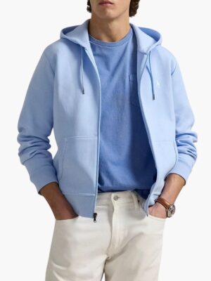 ראלף לורן קפוצ’ון רוכסן בצבע תכלת