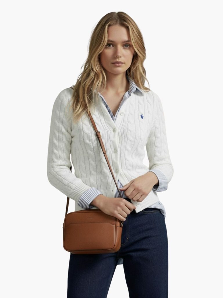 פולו ראלף לורן סריג לבן כפתורים לנשים