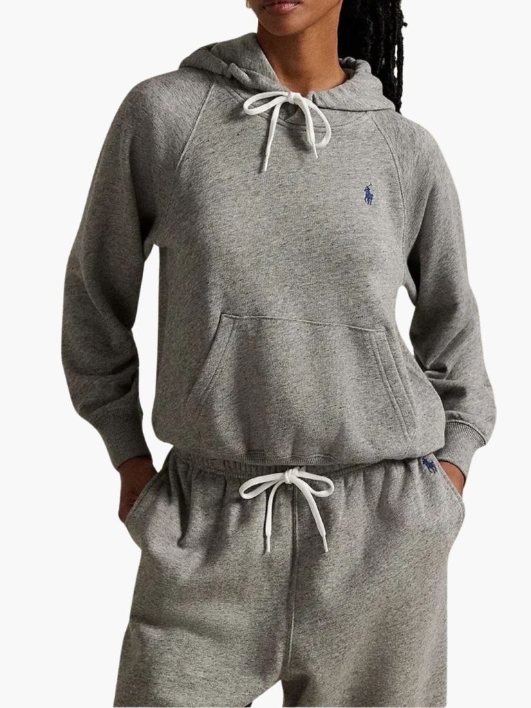 פולו ראלף לורן קפוצון לנשים בצבע אפור עם כיס קדמי
