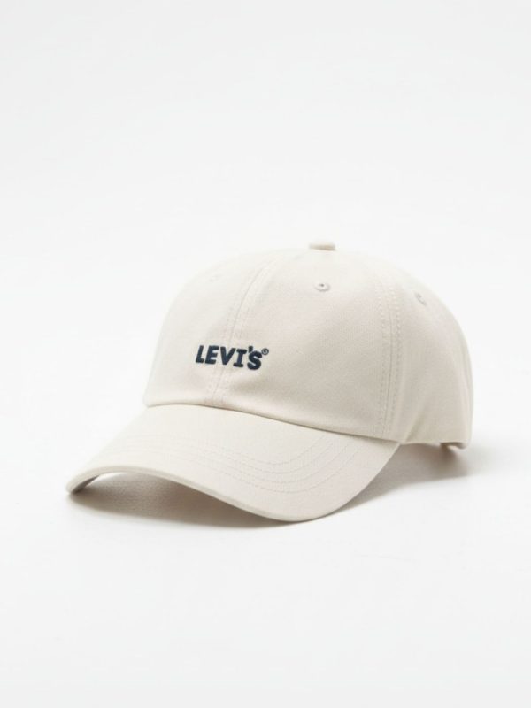 ליוויס כובע שמנת עם לוגו כחול רקום