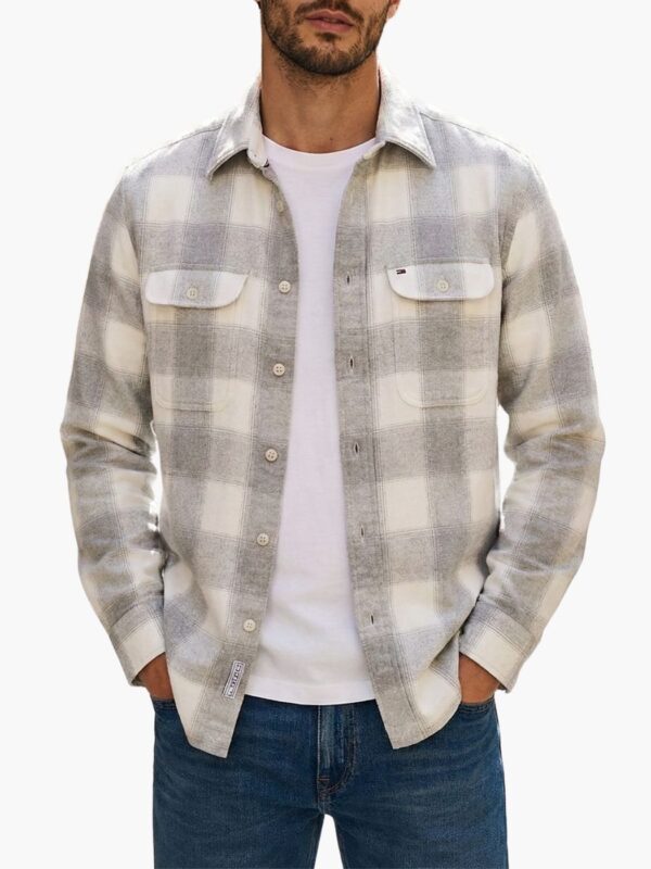 טומי הילפיגר הדפס משבצות בגווני אפור ולבן