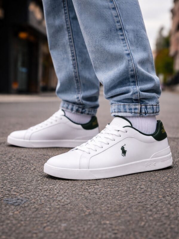 ראלף לורן סניקרס לבן ירוק עם סוליה עבה ועיצוב קלאסי