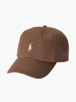 כובע פולו ראלף לורן בצבע חום עם לוגו רקום