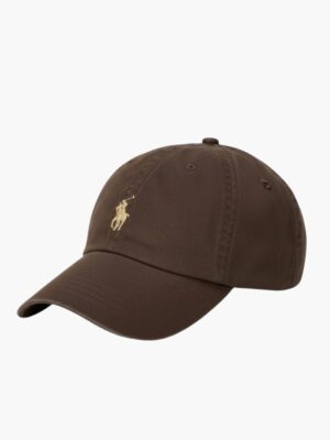 כובע פולו ראלף לורן בצבע חום עם לוגו רקום