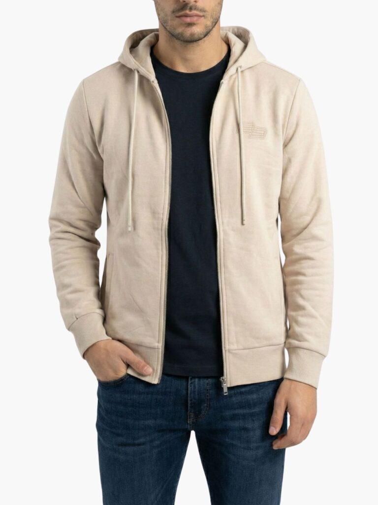 קפוצ’ון בז’ של BALR עם רוכסן מלא, כיסים קדמיים ולוגו בד מוברש בחזית ובגב