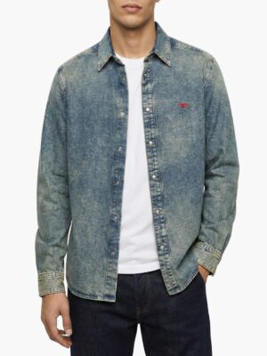 דיזל חולצת ג׳ינס לגברים עם לוגו אדום