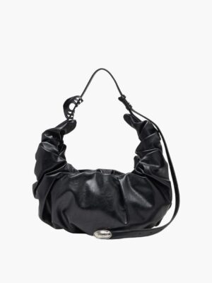 תיק כתף בנוני שחור של דיזל במראה רך ומקומט