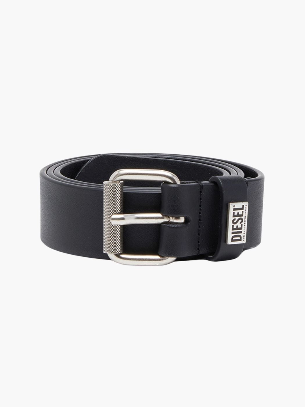 דיזל חגורה מעור בצבע שחור לגברים עם אבזם כסוף