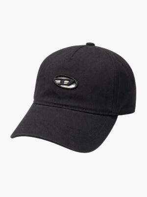 כובע מצחייה דיזל Oval D שחור עם לוגו רקום בחזית וסגירה מתכווננת