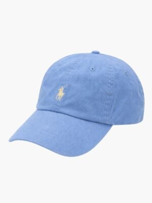 כובע מצחייה בייסבול של Polo Ralph Lauren בצבע תכלת עם לוגו רקום צהוב רקום
