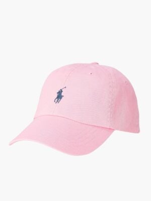 כובע מצחייה ורוד פולו רלף לורן עם לוגו רקום בכחול נייבי