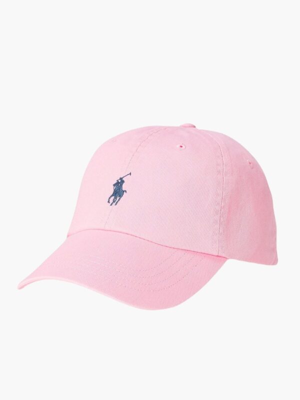 כובע מצחייה ורוד פולו רלף לורן עם לוגו רקום בכחול נייבי