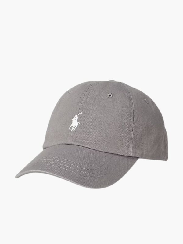 כובע מצחייה פולו רלף לורן אפור עם לוגו רקום בלבן