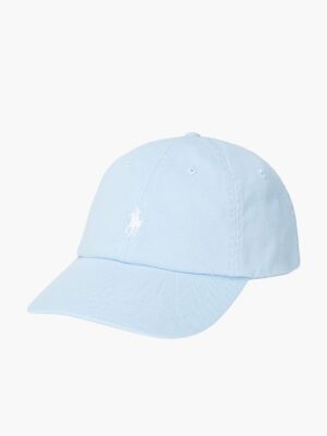 כובע מצחייה Polo Ralph Lauren תכלת – כובע בייסבול מכותנה עם לוגו הפרש רקום בלבן בחזית ולוגו POLO מאחור