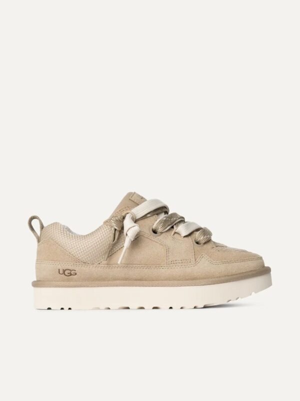 נעלי סניקרס UGG Lowmel לגברים בצבע בז' משילוב זמש ורשת עם שרוכים עבים