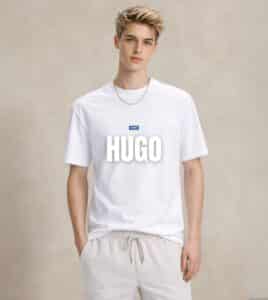 Hugo: חולצת טי לבנה עם לוגו של הוגו בוס