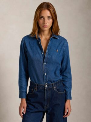 חולצת ג'ינס מכופתרת מבית פולו ראלף לורן (Polo Ralph Lauren) בגזרת סלים פיט מחמיאה