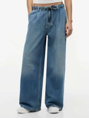 ג'ינס טומי ג'ינס Wide Leg לנשים עם שרוך קשירה
