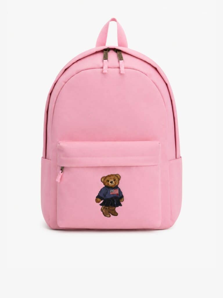 תיק גב ראלף לורן ורוד בהיר עם רקמת Polo Bear