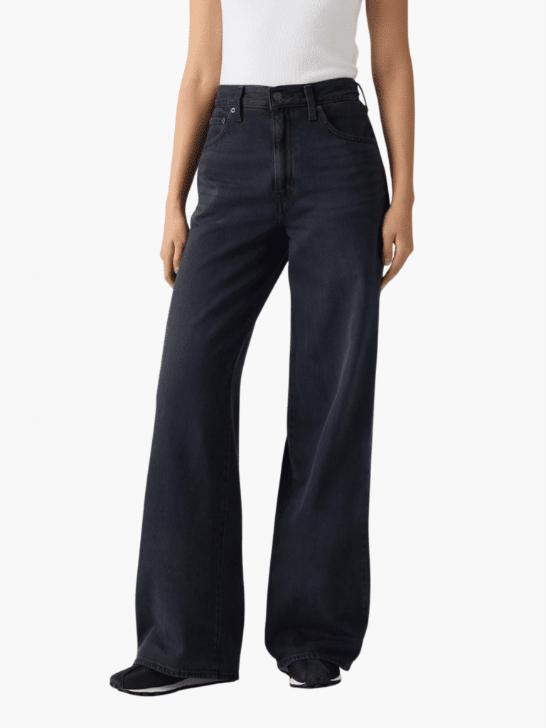ליוויס ג'ינס נשים Cinch Wide-Leg שחור בגזרה רחבה