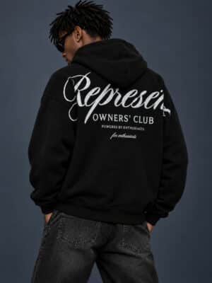 רפרזנט קפוצ'ון Owners Club שחור הדפס לבן גדול בגב
