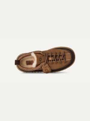 נעלי האג Heritage Lace-Up Slipper חום בהיר מזמש עם שרוכים וסוליית פלטפורמה עבה